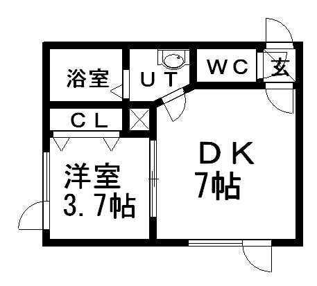 エルソル発寒(1DK/2階)の間取り写真