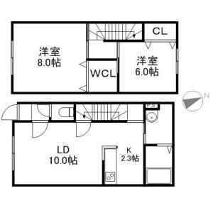 ノースシティ西宮の沢(2LDK/1階)の間取り写真
