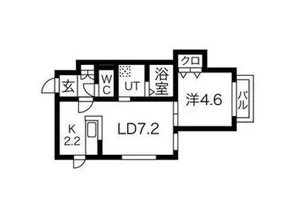 ENCHANTE KOTONI(1LDK/1階)の間取り写真