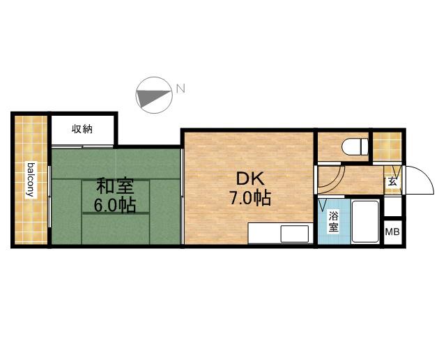 オルゴグラート札幌(1DK/7階)の間取り写真