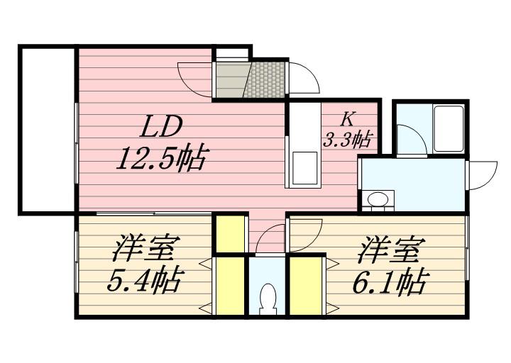 ドミールモエ宮の沢(2LDK/3階)の間取り写真