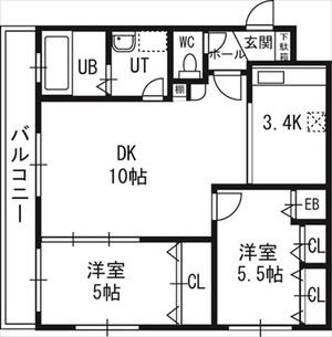 レイラ ラ セコンド(2LDK/1階)の間取り写真