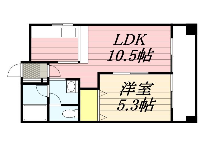 メゾン旗矢(1LDK/3階)の間取り写真