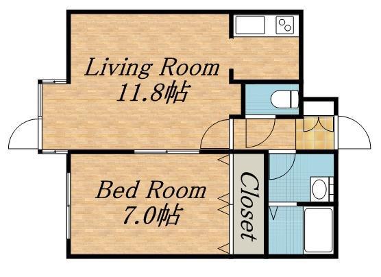 フレンドリー山の手(1LDK/4階)の間取り写真