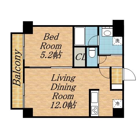 アヴェニュー近美前(1LDK/6階)の間取り写真