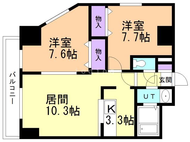 エステラ真駒内(2LDK/9階)の間取り写真