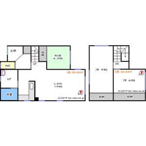 北海道札幌市南区 2階建 築32年(3LDK)の間取り写真