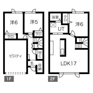 川沿1-6タウンハウス(3LDK)の間取り写真