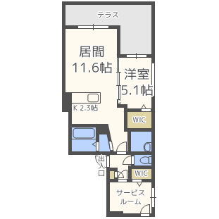 ビッグレジデンス旭ヶ丘(1SLDK/1階)の間取り写真