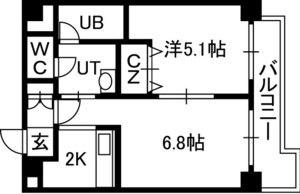 ENSOLEILLE山鼻(1LDK/5階)の間取り写真