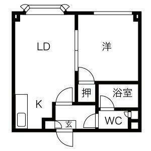 モア澄川(1DK/2階)の間取り写真