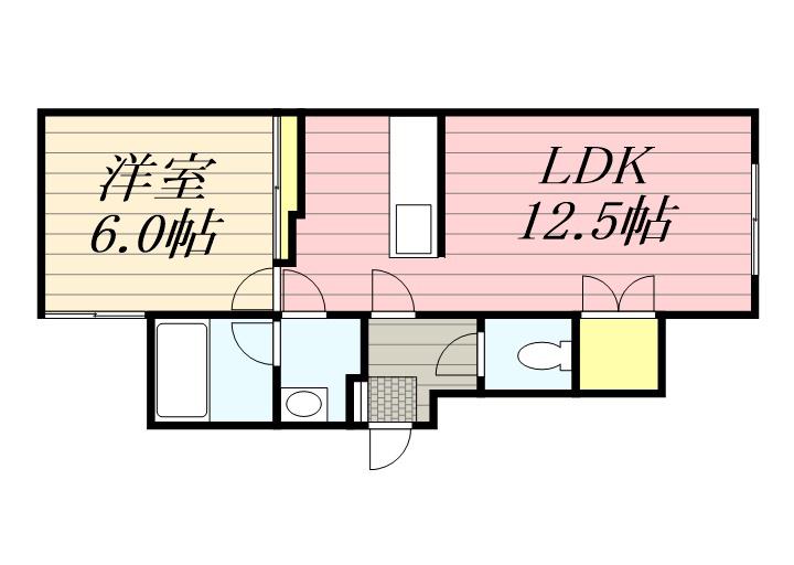 宮の沢2条館(1LDK/1階)の間取り写真