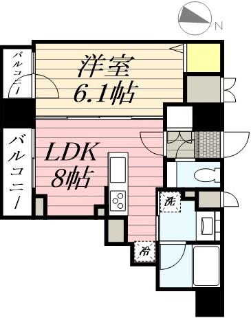 ラ・クラッセ札幌大通ウエスト(1LDK/4階)の間取り写真