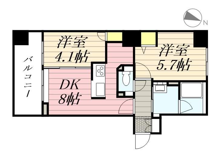 ラ・クラッセ札幌大通ウエスト(2DK/3階)の間取り写真