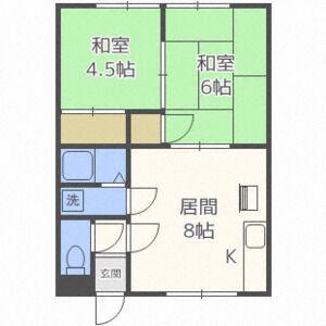 ハイツ本間(2DK/3階)の間取り写真