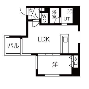 円山シャトー桂和医大前(1LDK/7階)の間取り写真