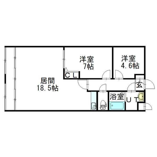 ライズ北5条(2LDK/6階)の間取り写真