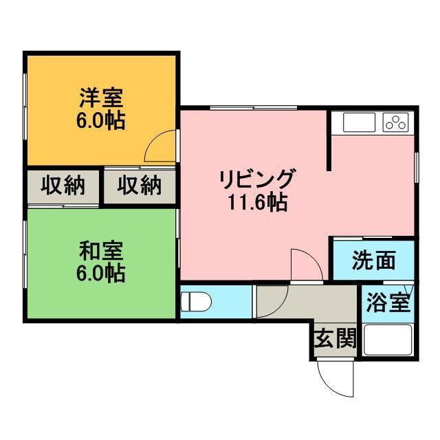 パレス石山(2LDK/2階)の間取り写真