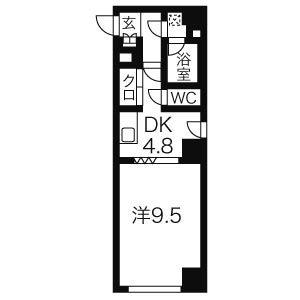 ピュアコート円山(1DK/2階)の間取り写真