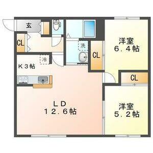 シャイニングウエスト FIELD Ⅱ(2LDK/4階)の間取り写真