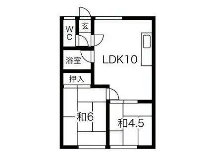 マンション北陽(2LDK/1階)の間取り写真