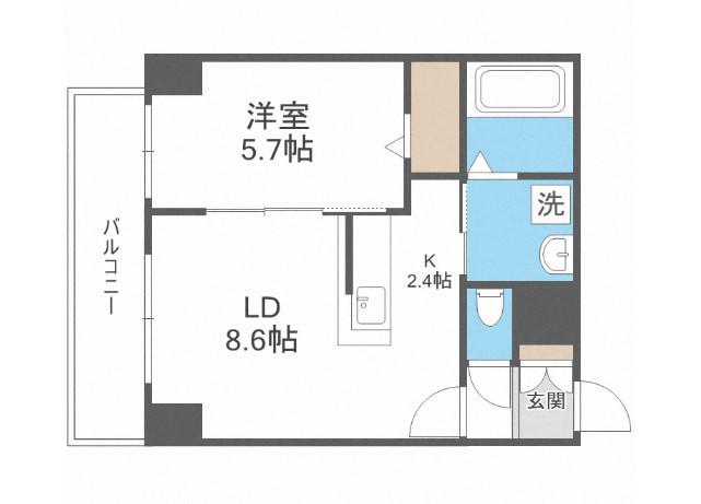レゾ札幌(1LDK/8階)の間取り写真