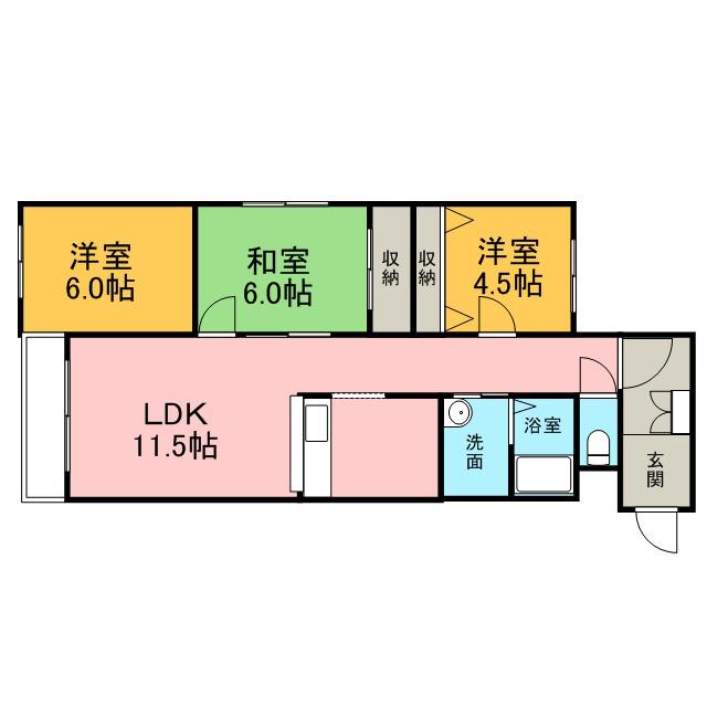 サウス15(3LDK/3階)の間取り写真