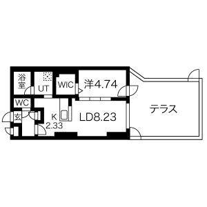 S-RESIDENCE近代美術館前(1LDK/1階)の間取り写真