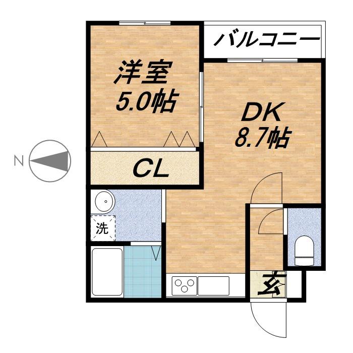 グランディール南5条(1LDK/3階)の間取り写真