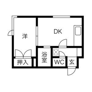 ウエストパレス(1DK/4階)の間取り写真