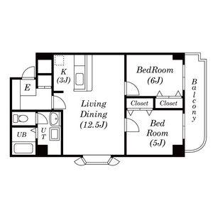 ヴィラ栄NO9(2LDK/5階)の間取り写真