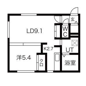 グリシーヌ南5条(1LDK/2階)の間取り写真