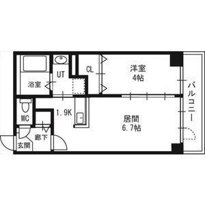 グランカーサ南6条(1LDK/10階)の間取り写真