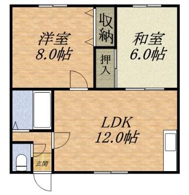 マンション正冨(2LDK/2階)の間取り写真