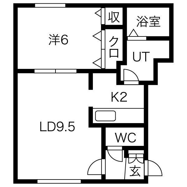 グランメールマルミチ(1LDK/1階)の間取り写真