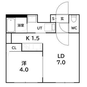 ラフィーネ澄川Ⅲ(1LDK/1階)の間取り写真