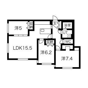 レブニーズ ザ・レジデンス 宮の森(3LDK/2階)の間取り写真