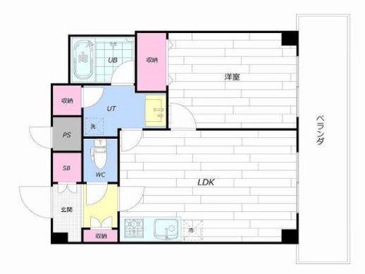 ニューライフ大通公園(1LDK/6階)の間取り写真