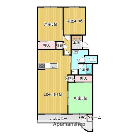 じょうてつ真駒内南町ドエル(3LDK/4階)の間取り写真