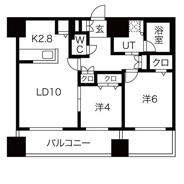 MJ SQUARE KOTONI(2LDK/10階)の間取り写真