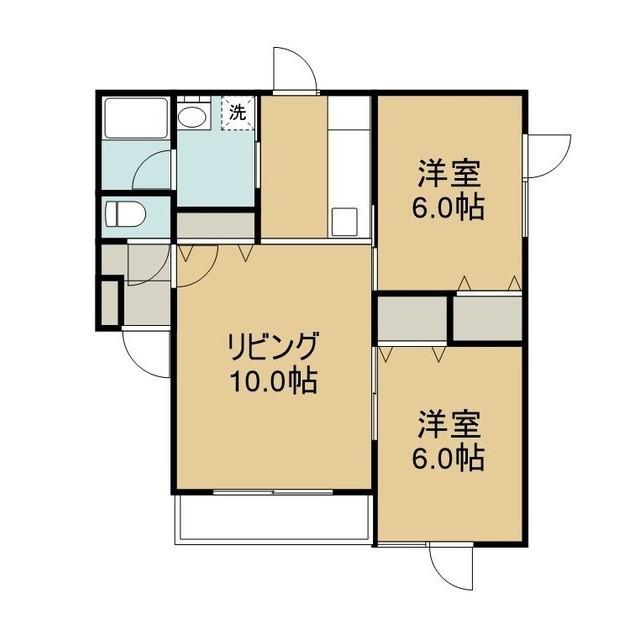 ウィル石山(2LDK/1階)の間取り写真