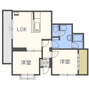 円山3条ハイツ(2LDK/1階)の間取り写真