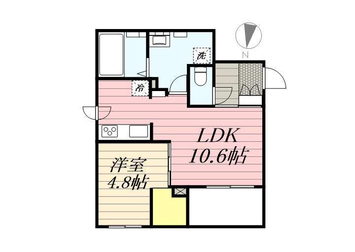 エフュート北円山(1LDK/2階)の間取り写真