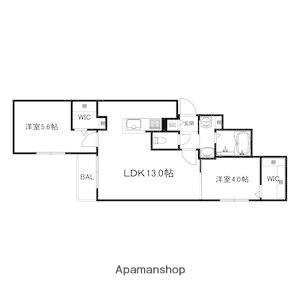 ブランシャール宮の森DX(2LDK/2階)の間取り写真