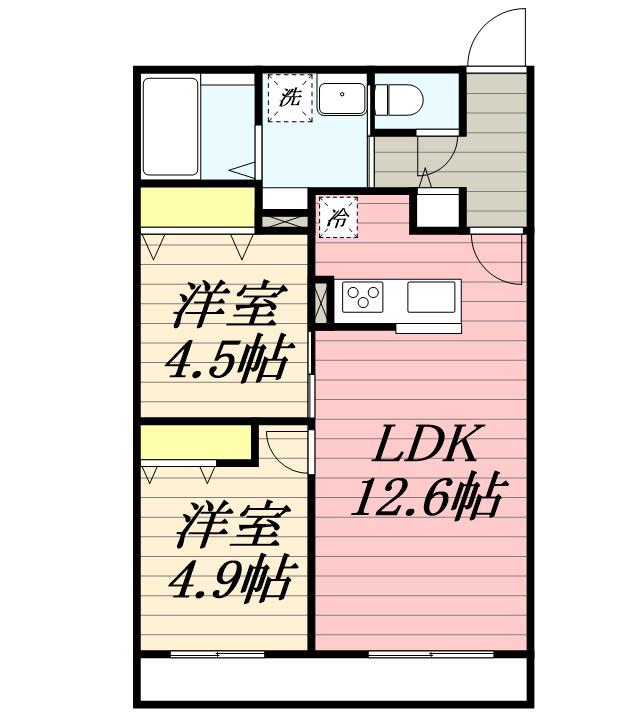 S-RESIDENCE医大南ALTIER(2LDK/1階)の間取り写真