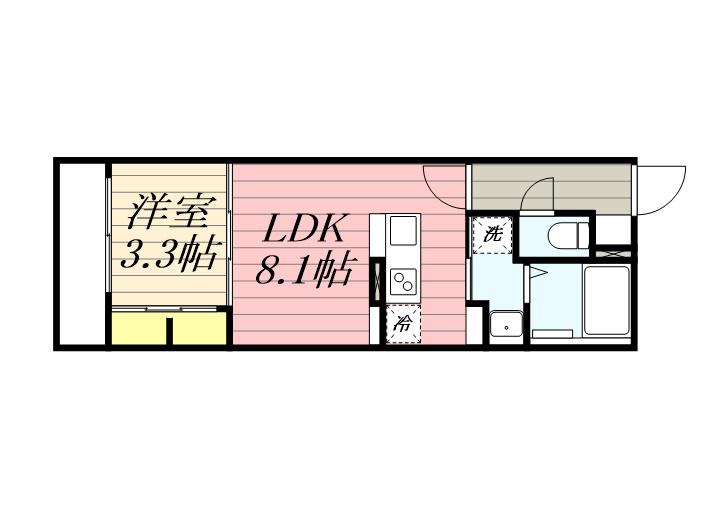 S-RESIDENCE医大南ALTIER(1LDK/1階)の間取り写真
