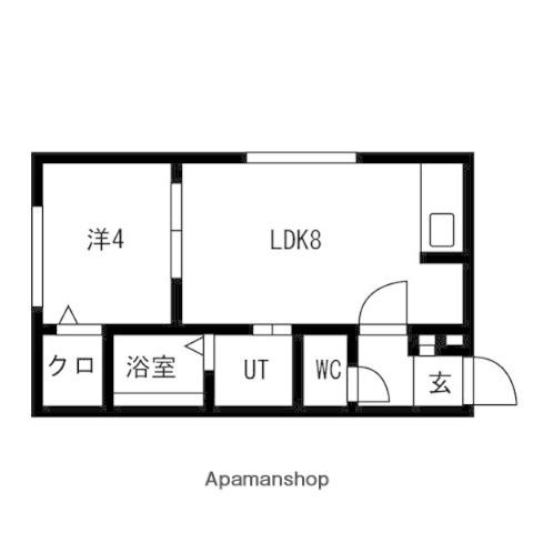 ラフィーネ発寒南(1LDK/2階)の間取り写真