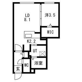 八軒3-2MS(1LDK/1階)の間取り写真