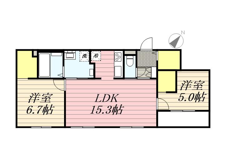 エフュート宮の沢(2LDK/2階)の間取り写真