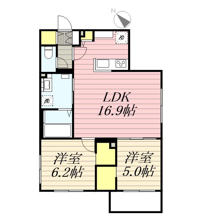 エフュート二十四軒(2LDK/4階)の間取り写真